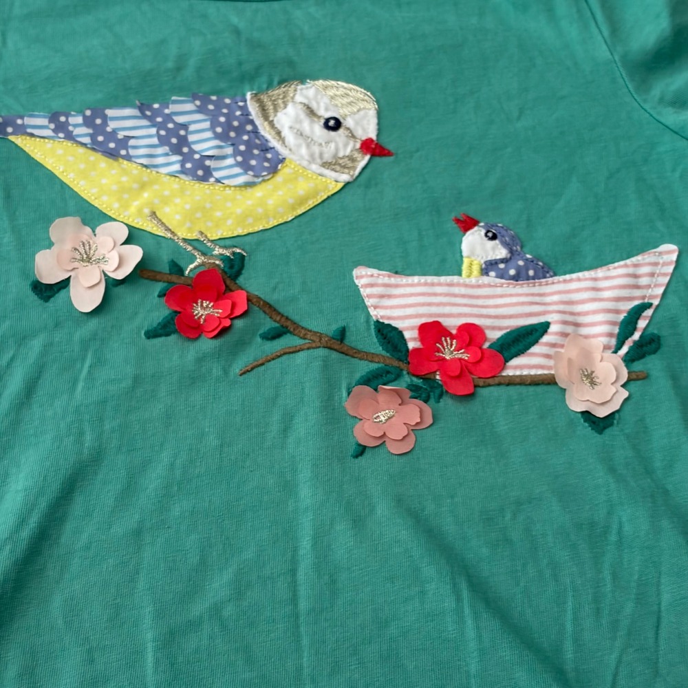 Mini Boden Girls Sequin Apple & Bird Applique T-Shirt Bundle Size 6-7Y 122cm - Picture 4 of 7